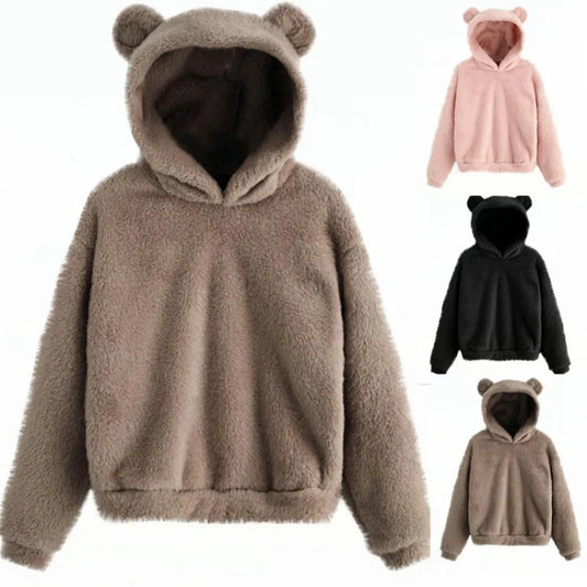 Sudadera con capucha de orejas de conejo de manga larga para mujer, Sudadera con