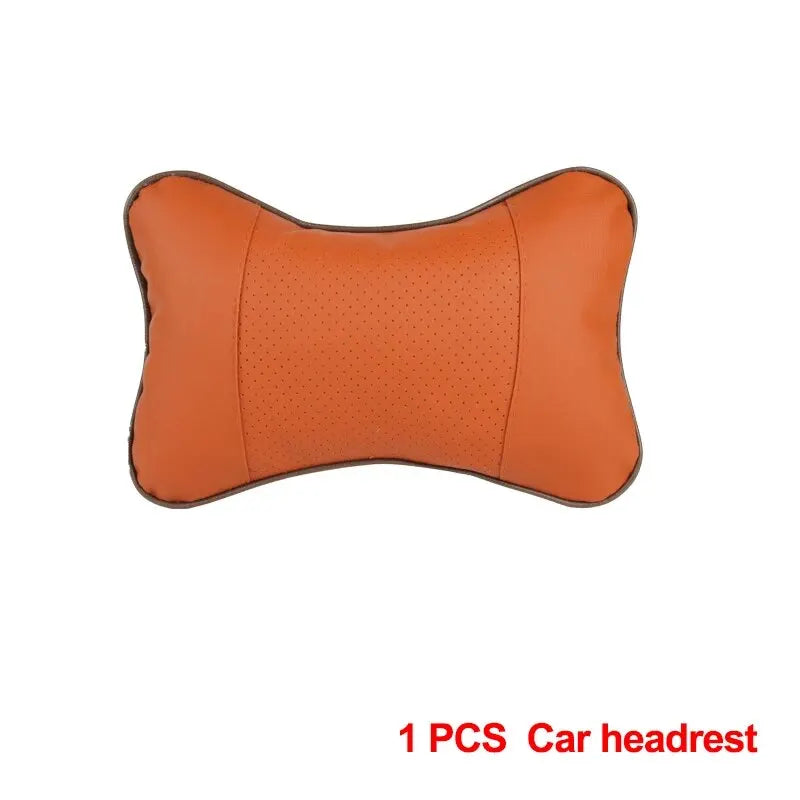 Almohadas universales de cuero Pu para el cuello del coche, reposacabezas para aliviar el dolor de cabeza, relleno de fibra, paquete de 1 piezas