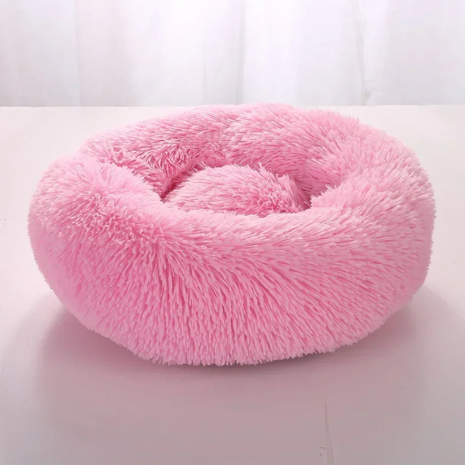 Super Soft Round Pet Bed Long Plush Dog House for Medium Dogs 