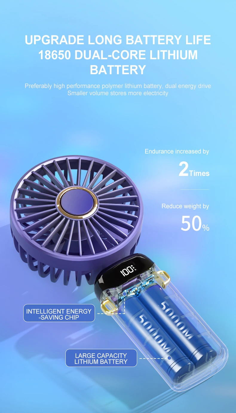 Mini USB Handheld Fan Portable Folding Neck Hanging Fan 