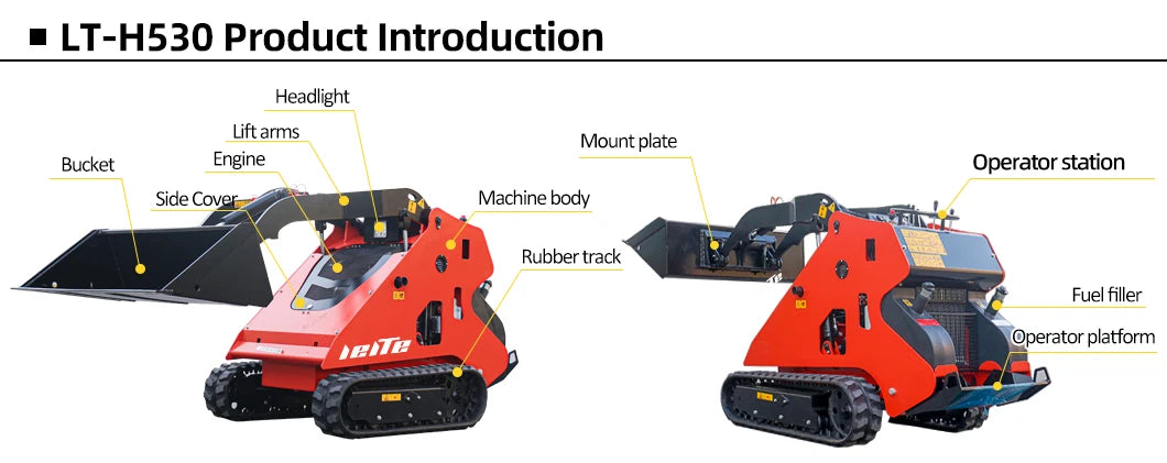 Small Rubber Tracked Skid Steer Loader Fork Skid Steer Loader 