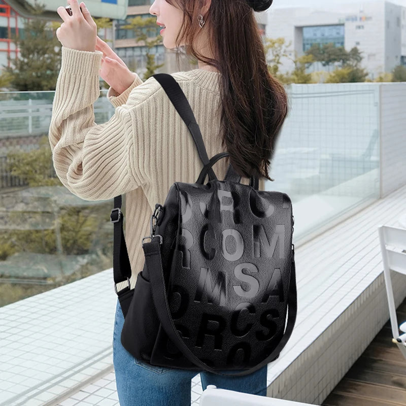 Mochila De cuero suave para mujer, morral escolar de gran capacidad, antirrobo