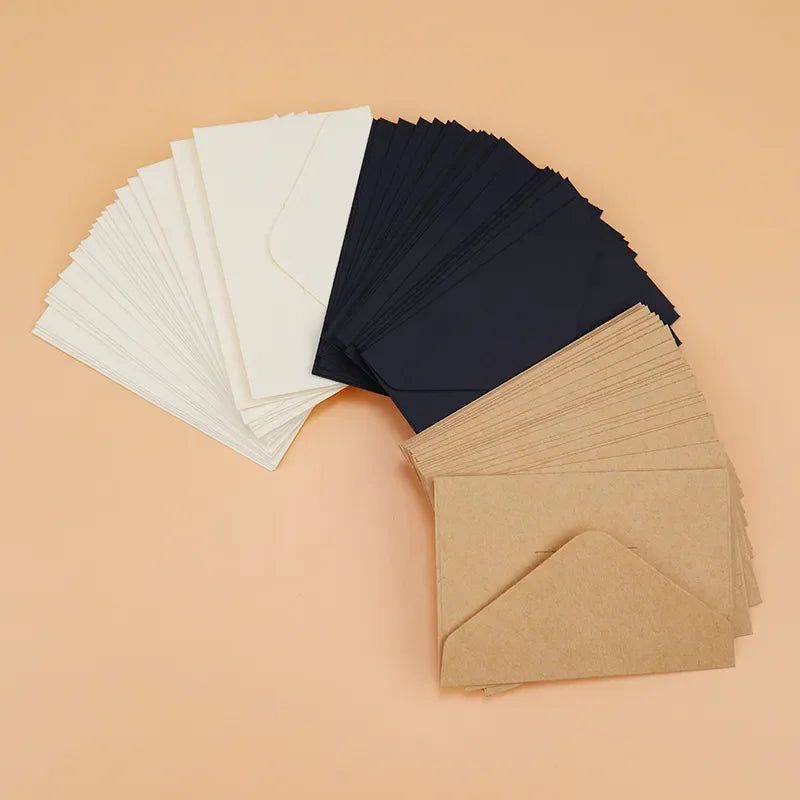 Classic Black and White Mini Kraft Paper Window Envelopes Wedding Envelopes 