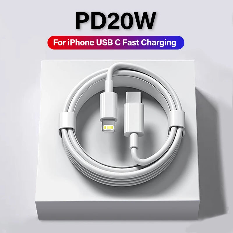 Cable de carga rápida para teléfono móvil APPLE, accesorio de carga rápida PD de 20W para iPhone 13, 12, 11, 14 Pro Max, Mini USB C, 8 Plus, XS, iPad