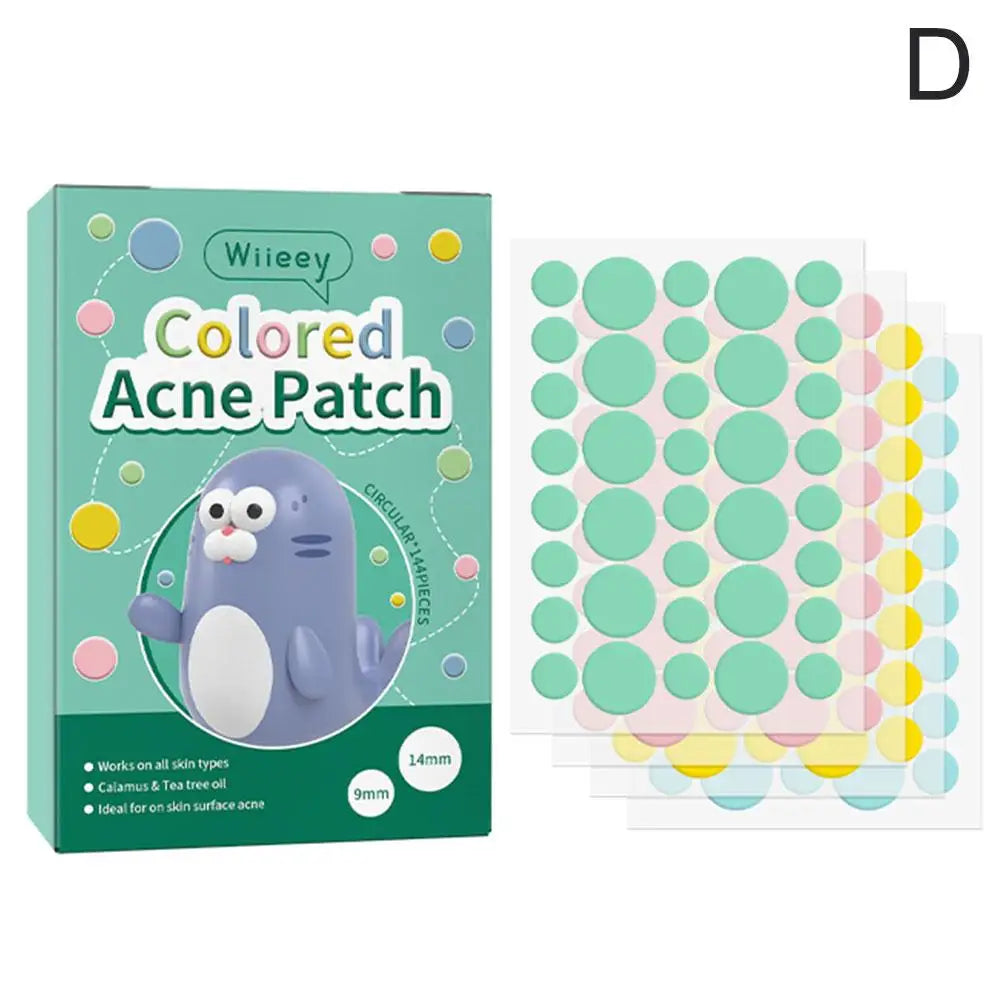 Parches de estrellas para eliminar acné, pegatinas invisibles de colores para el cuidado de la piel, corrector de manchas faciales, herramientas de maquillaje de belleza, 144 piezas
