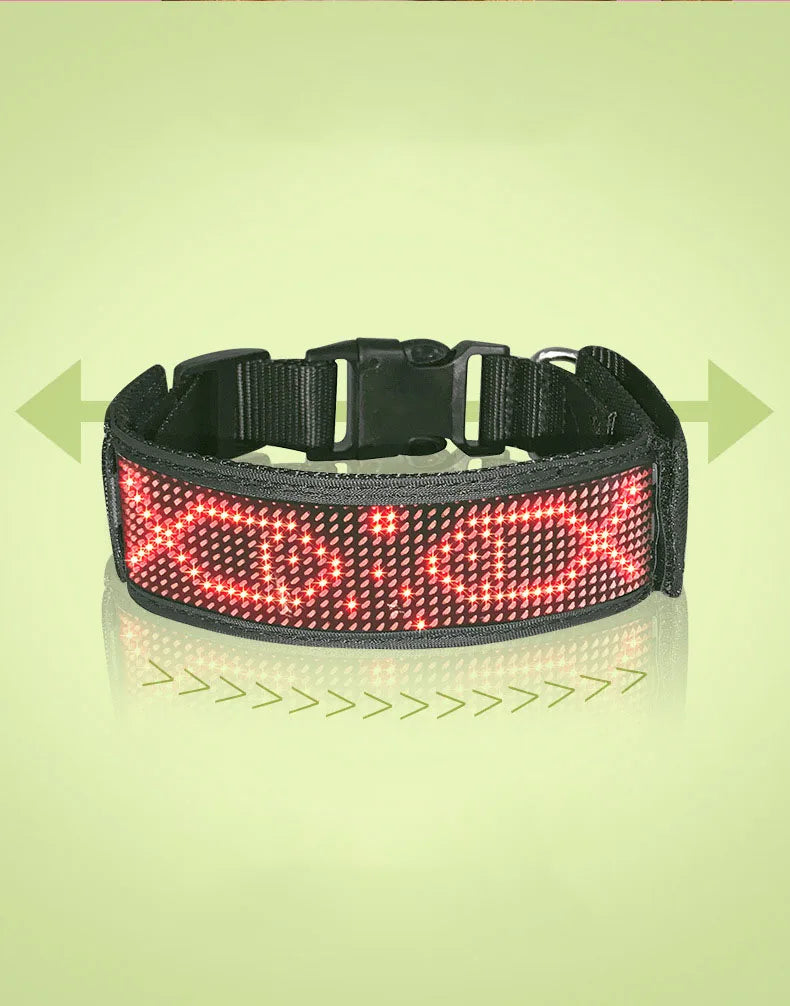 Pet Anti-Lost Collar Bluetooth LED Display Adjustable Size Night Luminous USB