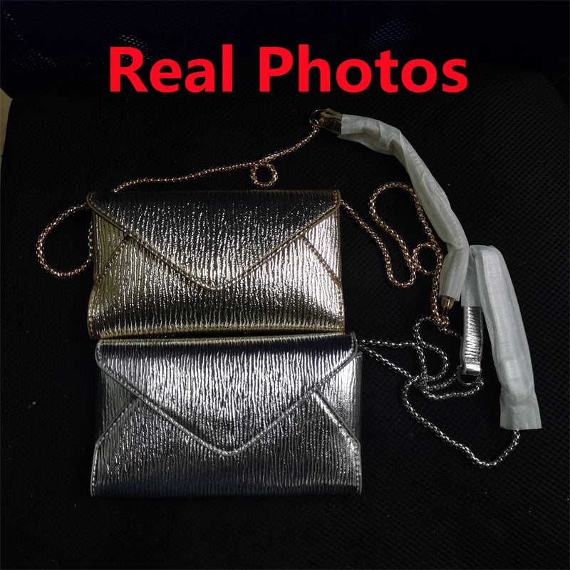 Bolso de noche de diseño de lujo para mujer, bolso de mano de día para mujer, bolso de mano diario, bolso de mano, bolso cruzado de cadena dorada brillante para fiesta de boda