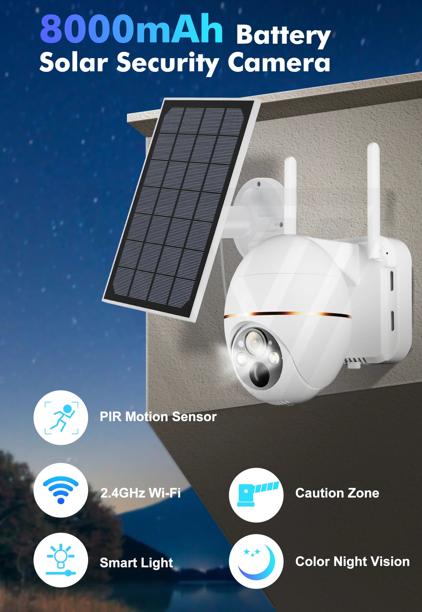 Cámara IP Solar de 5MP con WIFI, videocámara de vigilancia PTZ con batería de 8000mAh, inalámbrica, PIR, seguimiento de personas, CCTV para exteriores, HD, resistente al agua, Zoom 5X camara de vigilancia y ver por el