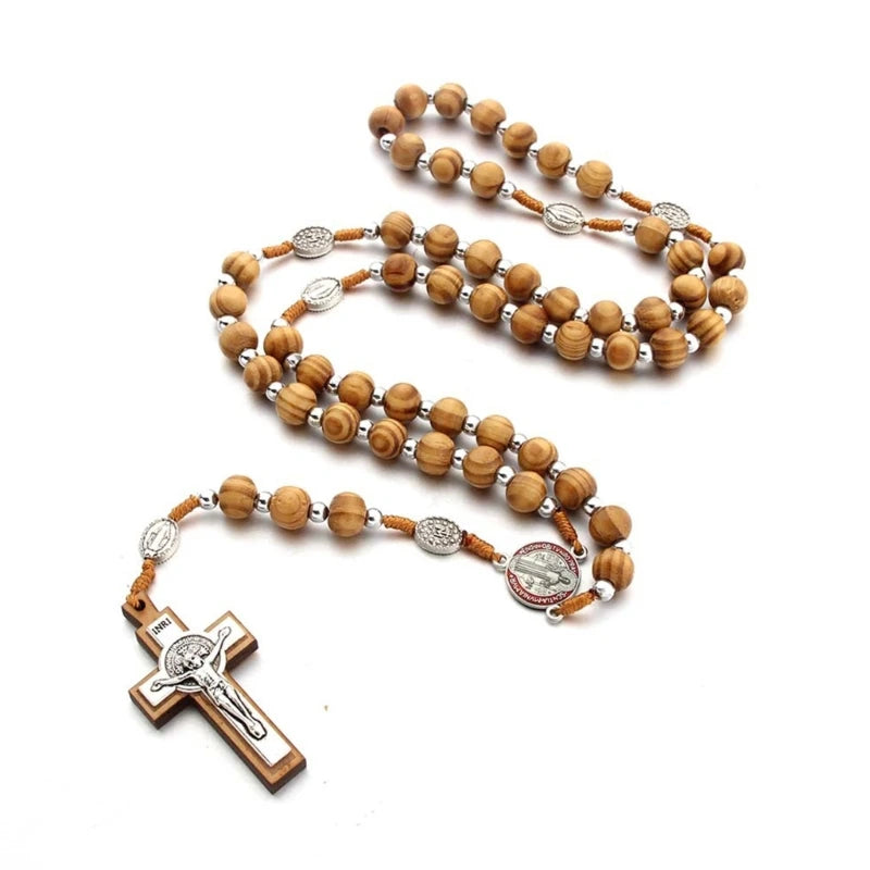 KX4B Religious Rosary Prayer Necklace for Men Women Madam Beads 