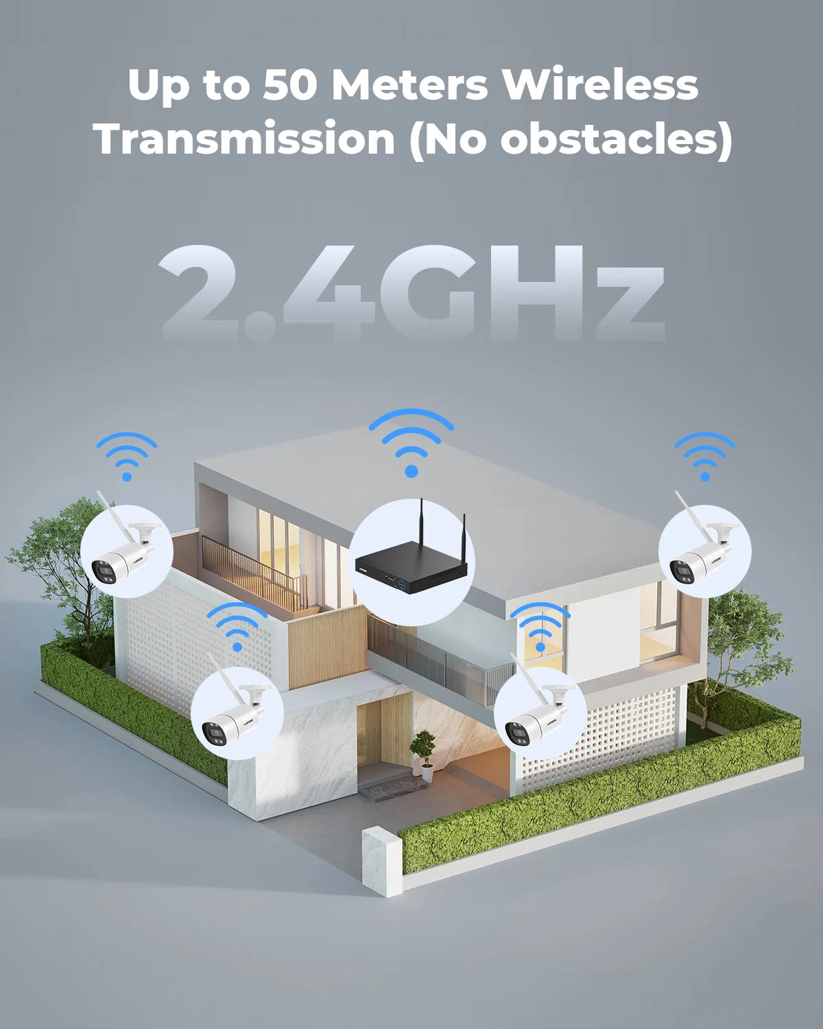 H.view-cámara de seguridad inalámbrica con Wifi, Kit de videovigilancia NVR para interior y exterior, Audio bidireccional, 8 canales, 5MP, Xmeye