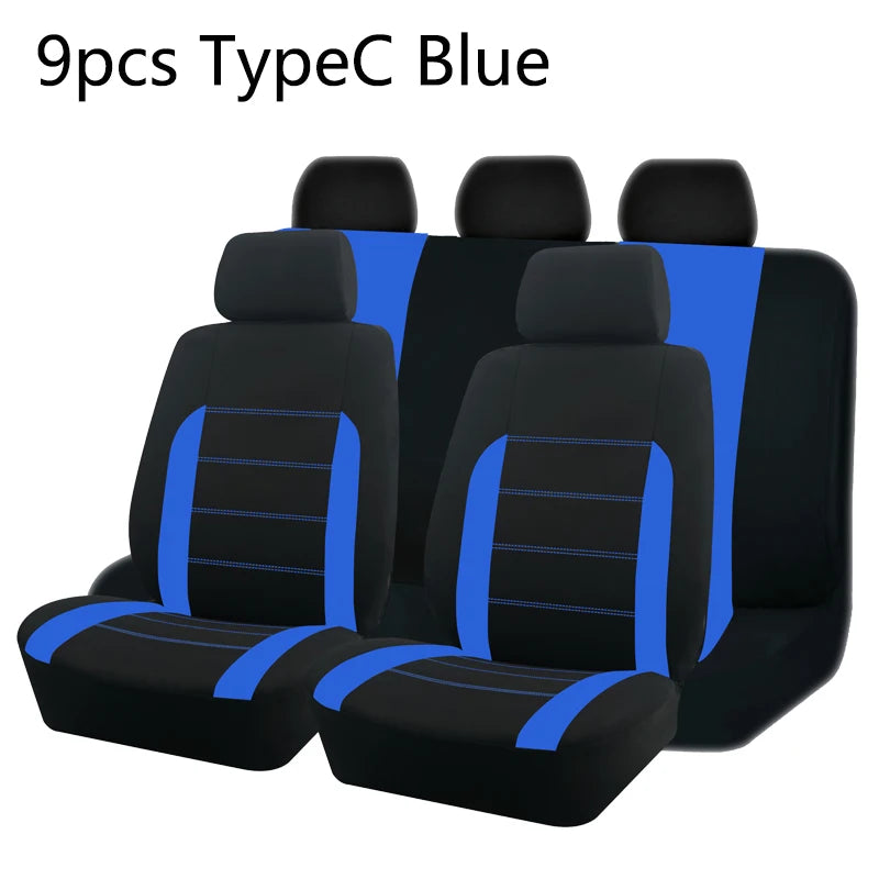 AUTO PLUS Juego de fundas de asiento de coche de poliéster, universales, deportivas, se ajustan a la mayoría de coches, de tela lisa, Bicolor, elegantes accesorios de coche, Protector de asiento