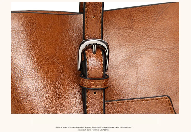 Bolsos de hombro de cuero con cera de aceite para mujer, bolso cruzado Vintage,