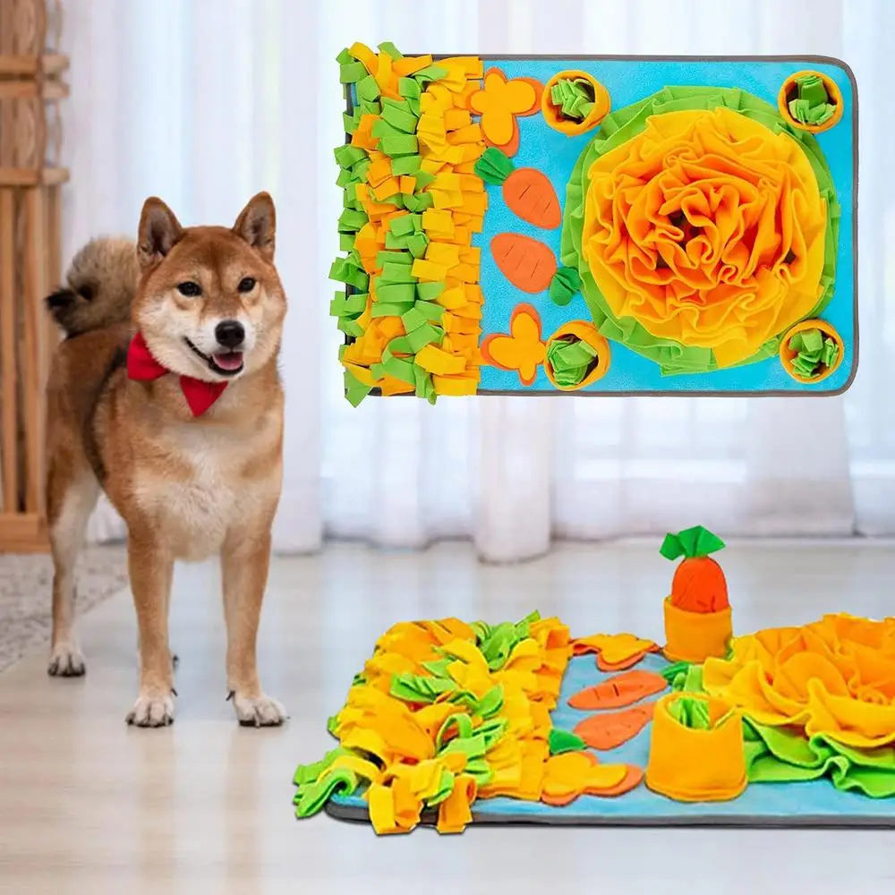 Dog Sniffing Mat Interactive Dog Feeding Pad Dog Puzzle Toys Pet Sniffing Mat with Squeaky Carrots Pet Dispenser