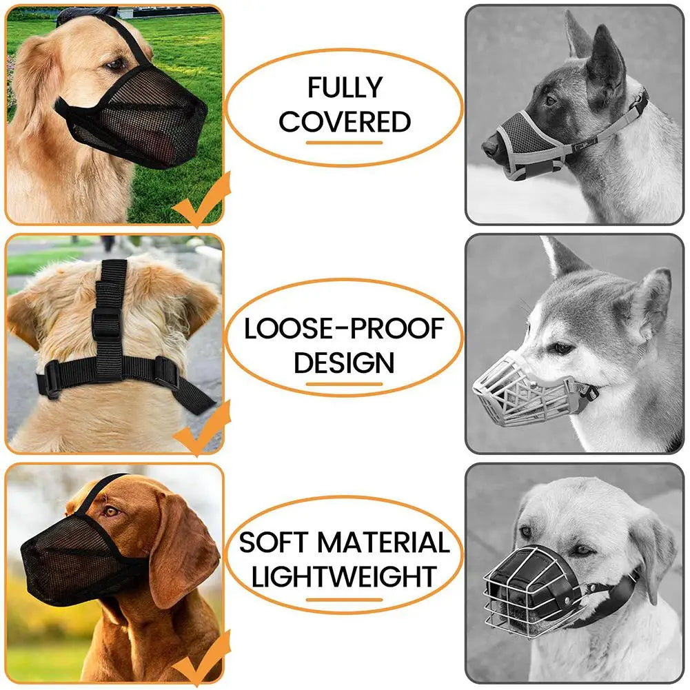 Anti Bark Dog Muzzle, Adjustable Breathable Mesh Dog Muzzle 