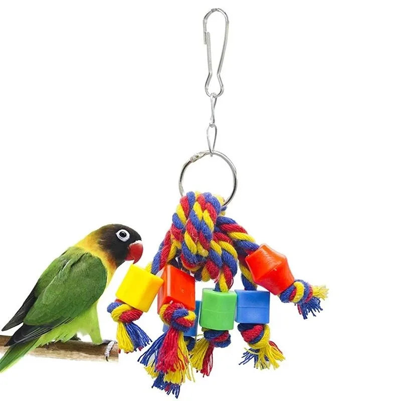 Juguete para masticar loros, cuerda de algodón, puente para morder, rasgado, ca