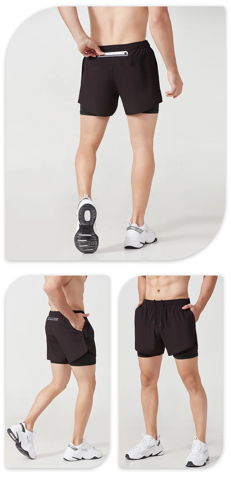 Pantalones cortos para correr para hombre, Shorts de secado rápido para Fitness