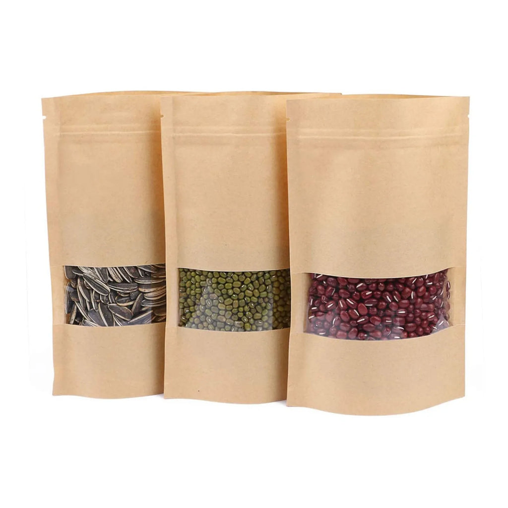 Kraft Paper Zip Lock Bags Self Seal Packaging Bags 