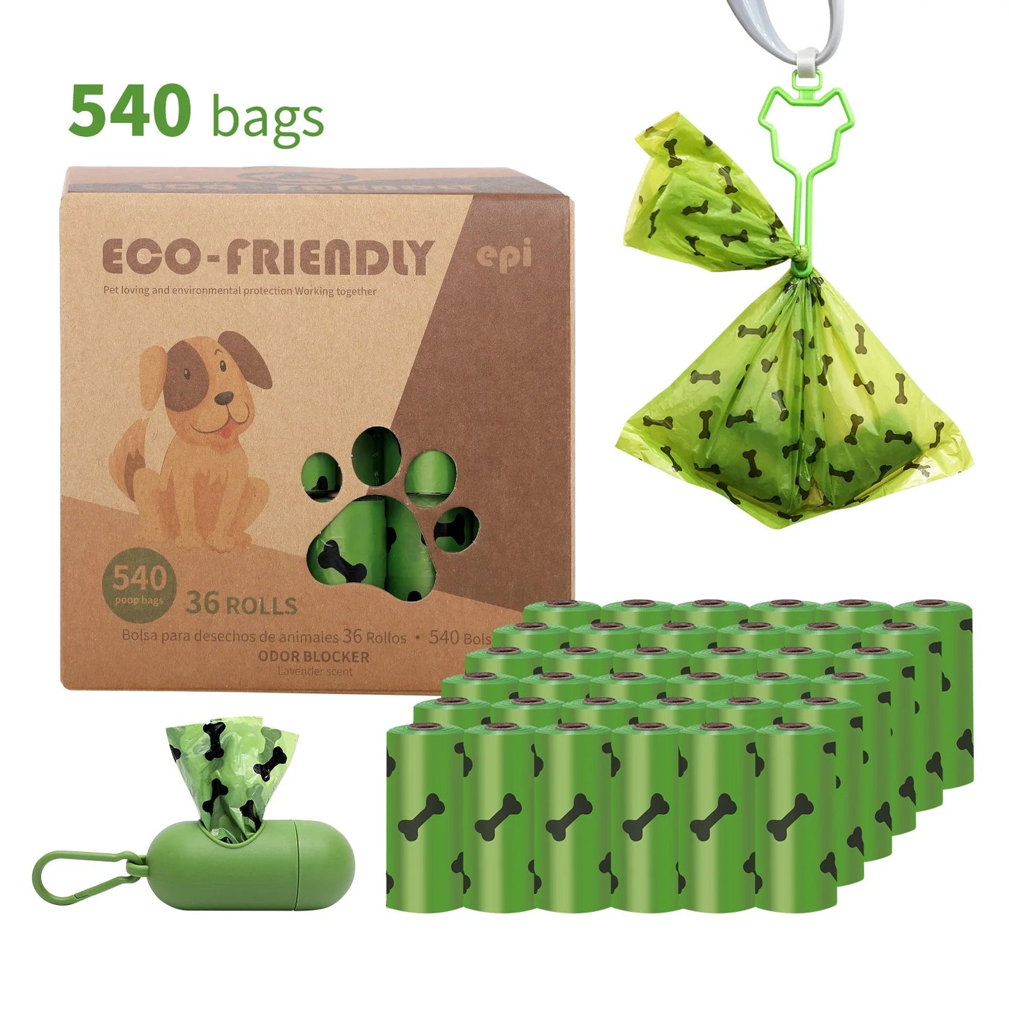 Bolsa de basura biodegradable EPI para mascotas, bolsas para caca de perro, disp