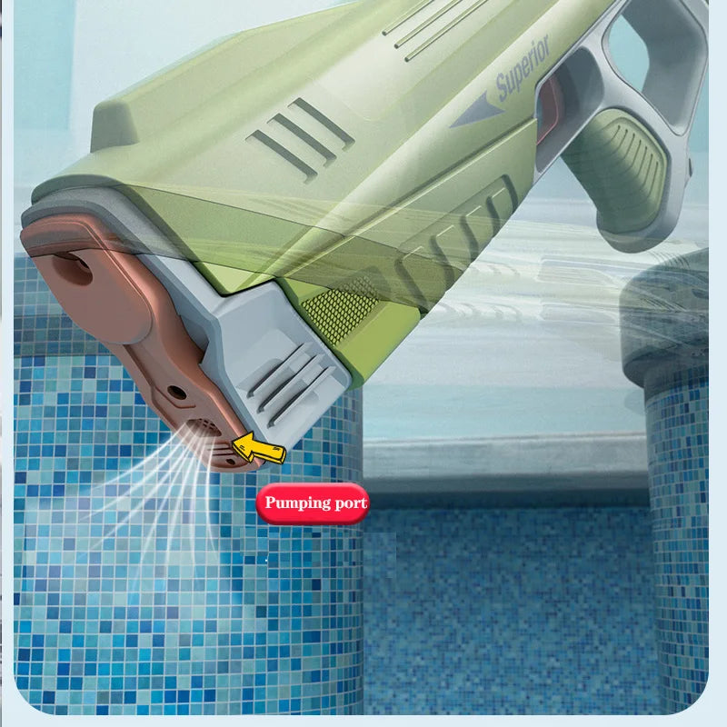 Pistola de almacenamiento de agua automática eléctrica completa para niños, juguetes portátiles para niños, playa de verano, lucha al aire libre, juguetes de fantasía para niños, juego para niños, 43cm