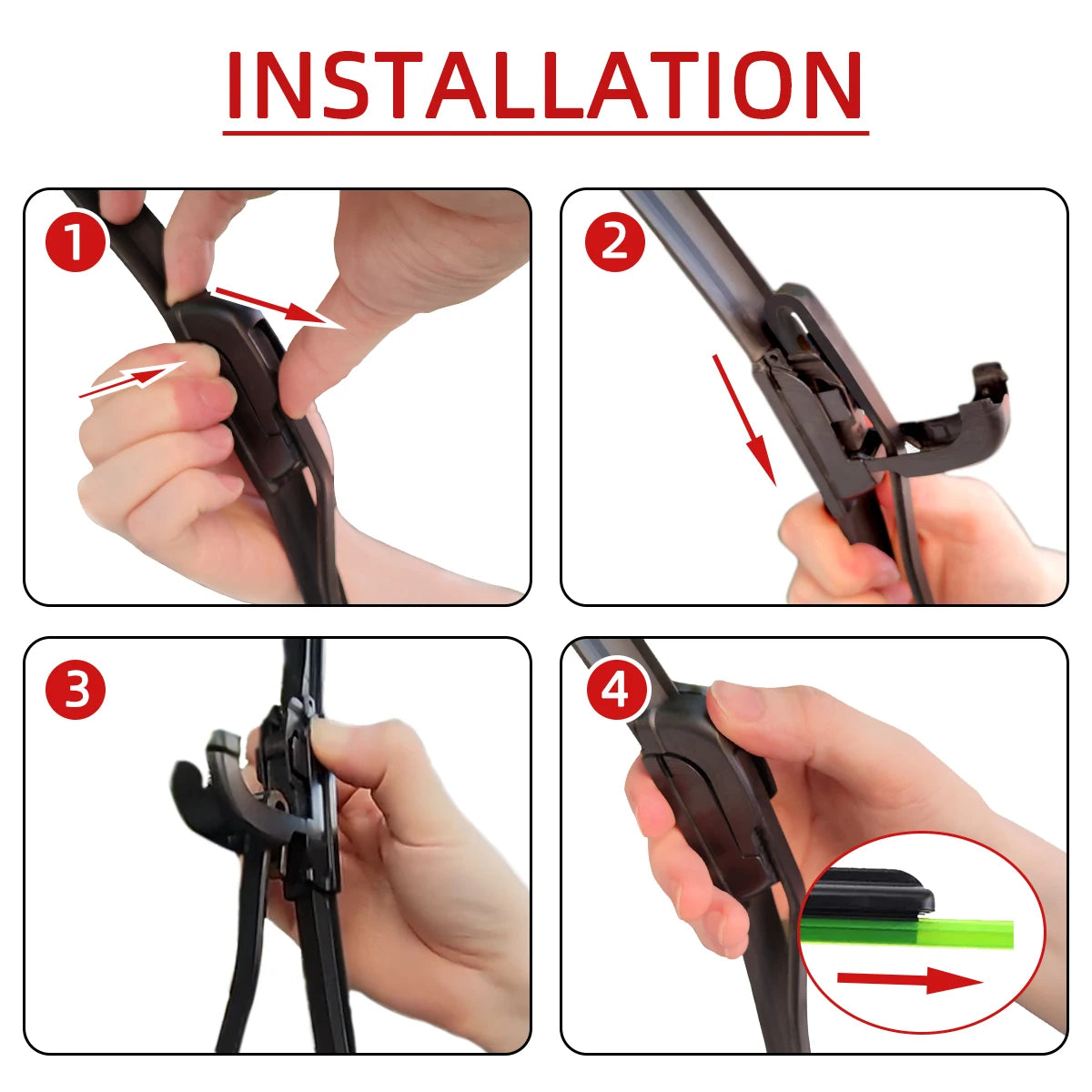 Car Wiper Blades Universal Soft Rubber Hook-Free Wiper Blades