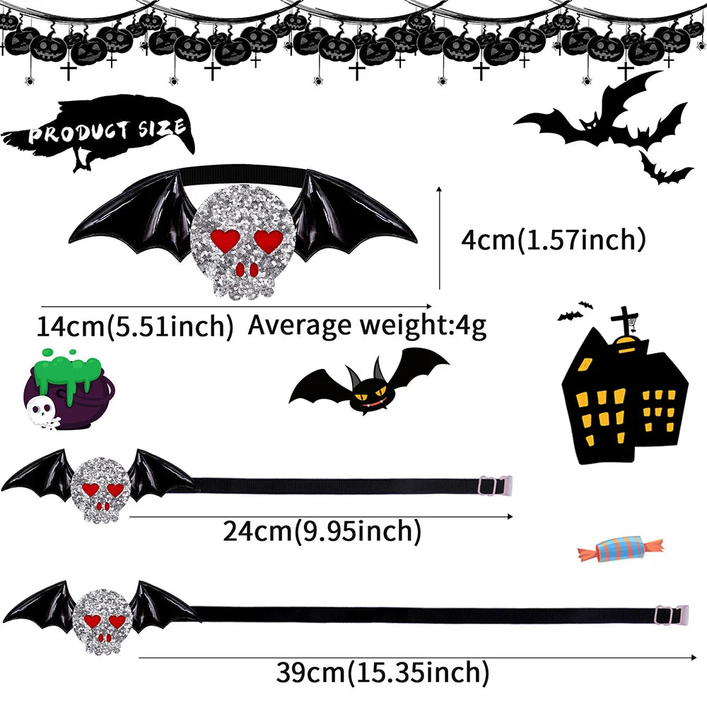 50 pieces. Halloween Decoration Dog Accessory Wings Dog Bow Skull Pumpkin Cat Grooming