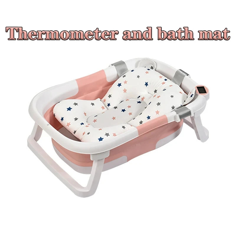 Cubo de baño de silicona para bebé, accesorio plegable con sensor de temperatu