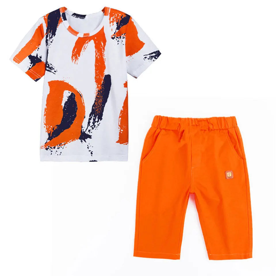Boys Summer Clothing Set Short Sleeve Shirt and Shorts 