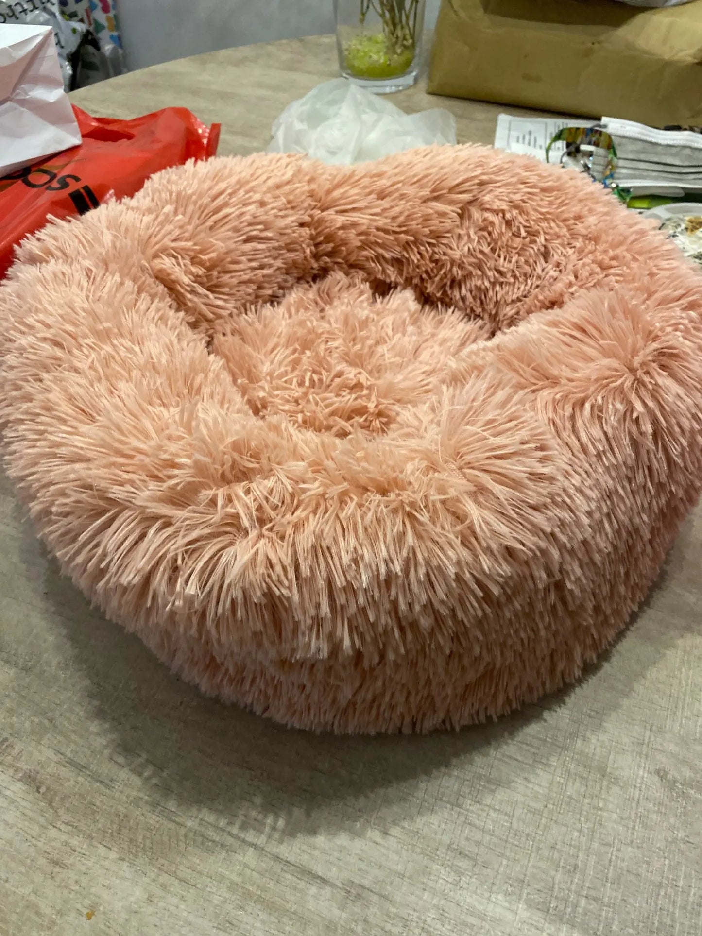 Super Soft Round Pet Bed Long Plush Dog House for Medium Dogs 