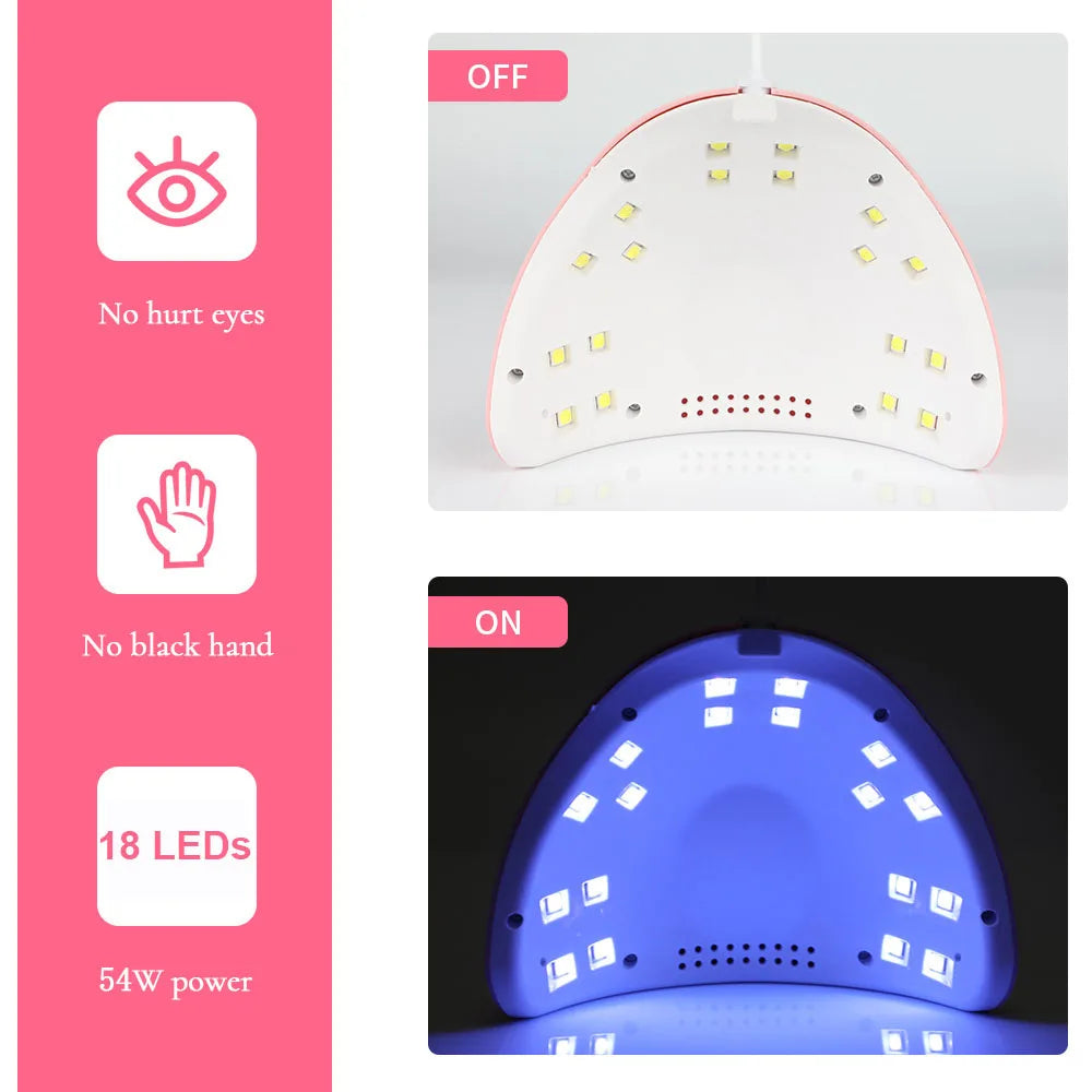 LULAA-Lámpara de secado con 18 luces UV USB para curado de Gel, máquina de fototerapia LED para uñas, herramienta de manicura profesional, equipo de salón