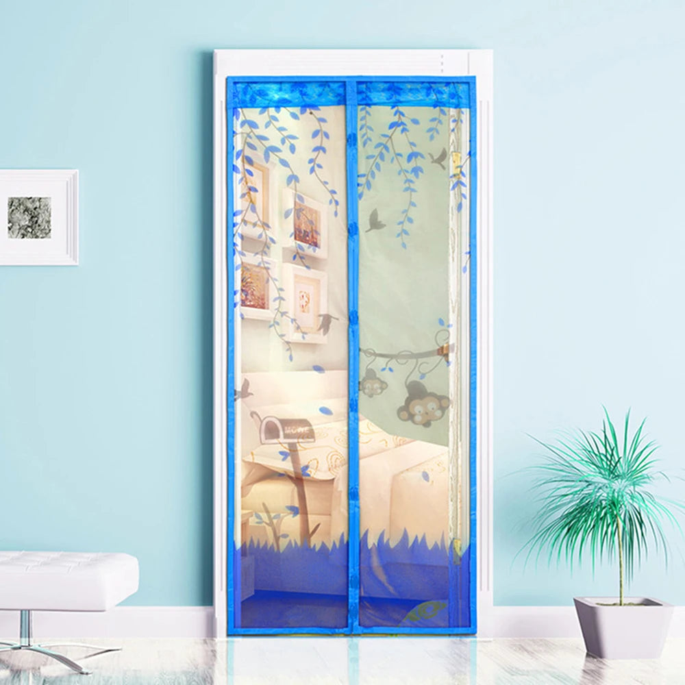 Mosquitera magnética de cierre automático para puerta, antimoscas rojas con di