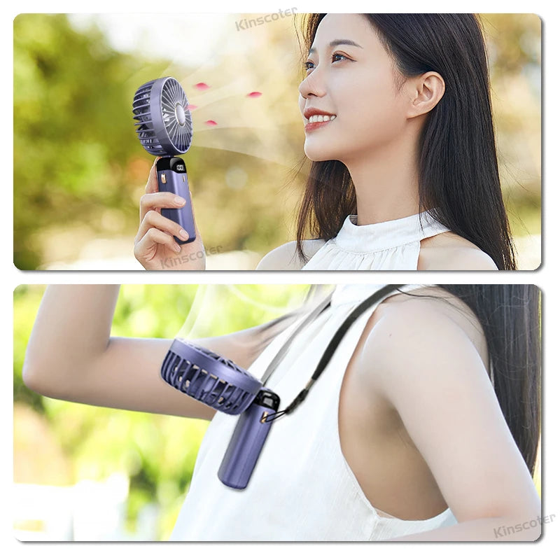 Mini USB Handheld Fan Portable Folding Neck Hanging Fan 