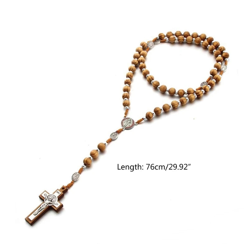 KX4B Religious Rosary Prayer Necklace for Men Women Madam Beads 