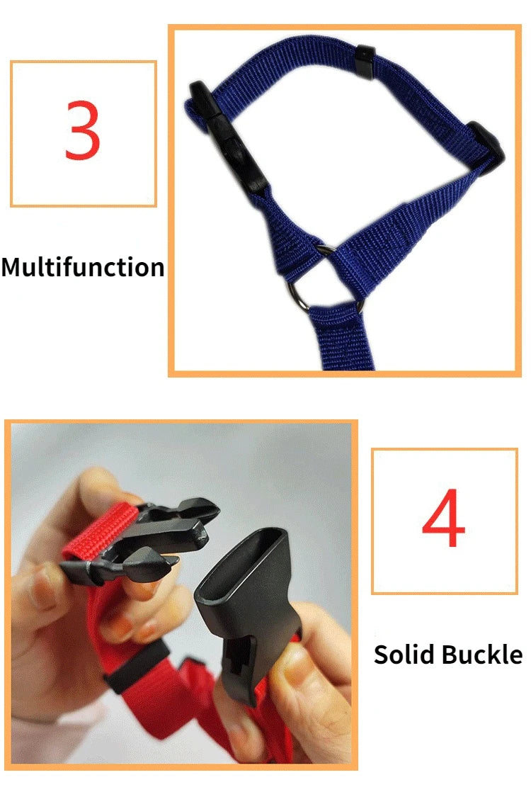 Cinturón de seguridad de coche para mascotas, correa de plomo de nailon, cinturón de seguridad de asiento trasero, Collar de arnés ajustable para perros, accesorios para mascotas, Color sólido, 2 en 1