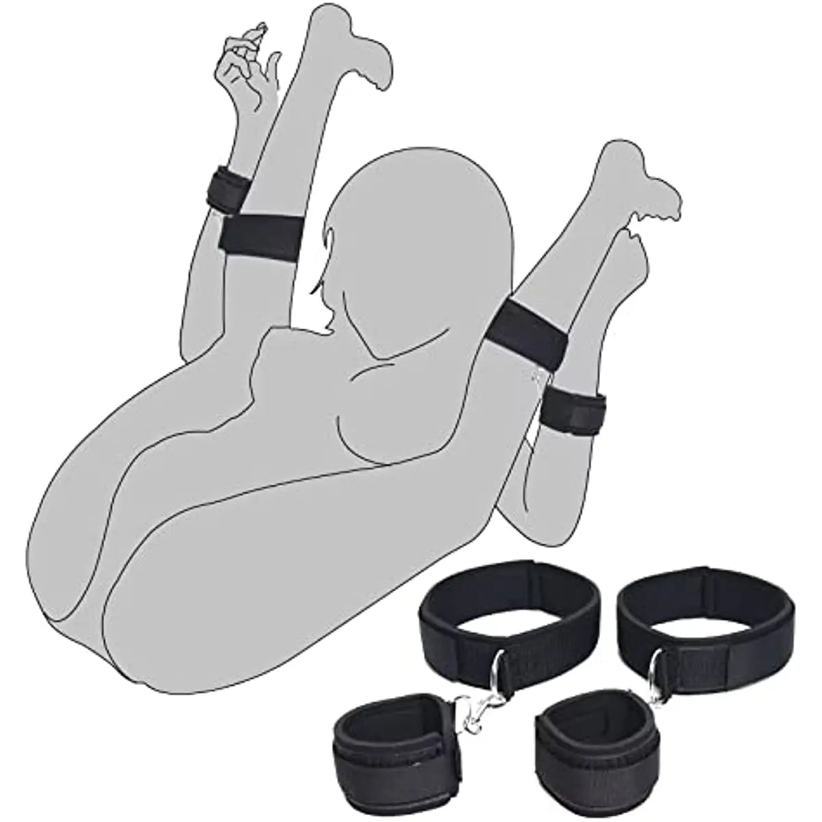 Bdsm Adult Bondage Set Handcuffs Neck Wrist Mouth Gag Cor 