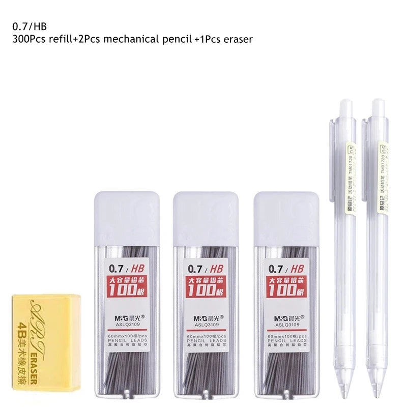 HB/2B Automatic Pencil Set 0.5/0.7mm Pair Mechanical Pencil Refill