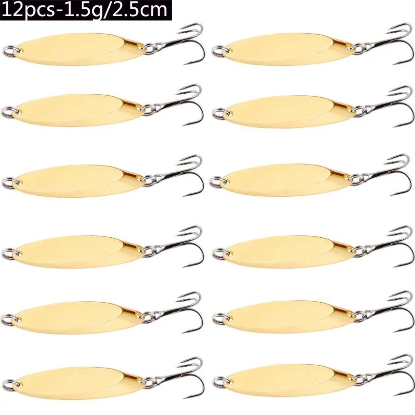 Señuelos de pesca hundidos de Metal, 12 Uds., 1,5g-60g, cuchara, señuelo de Jigging, cebo duro Artificial, trucha, lubina, señuelo de mar, aparejos de pesca de agua salada