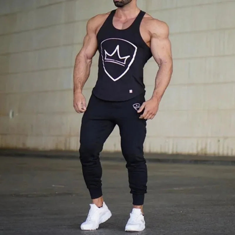 Men's Printed Sports Pants Elastic Sweatpants 