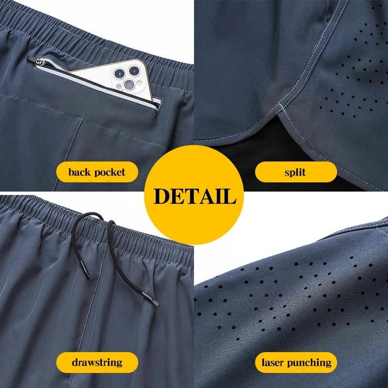 Pantalones cortos para correr para hombre, Shorts de secado rápido para Fitness