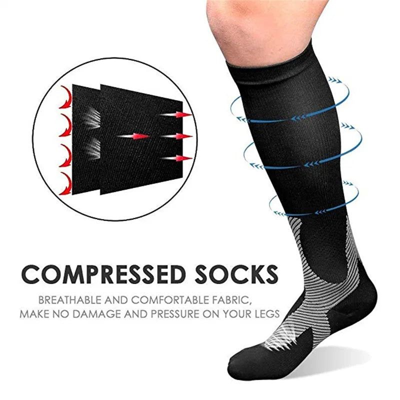 Running Compression Stockings Marathon Hiking Sports Socks 