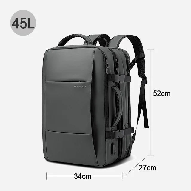 BANGE-mochila de viaje para hombre, morral de negocios expandible con USB, de gran capacidad, resistente al agua, para ordenador portátil, 17,3