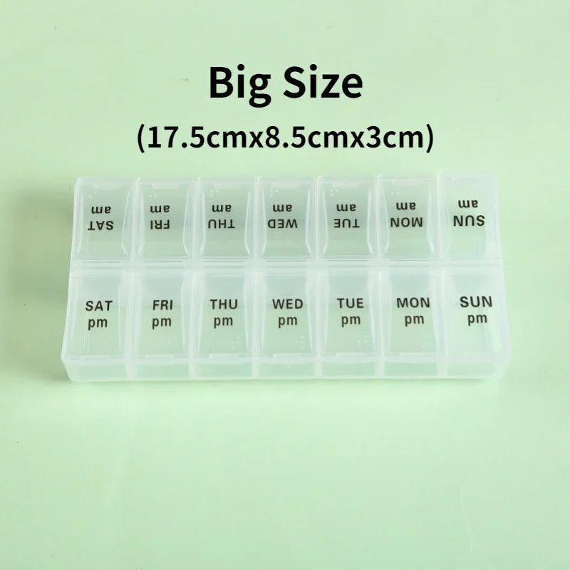 Weekly Portable Travel Pill Box 7 Days Organizer 14 Grids Cont