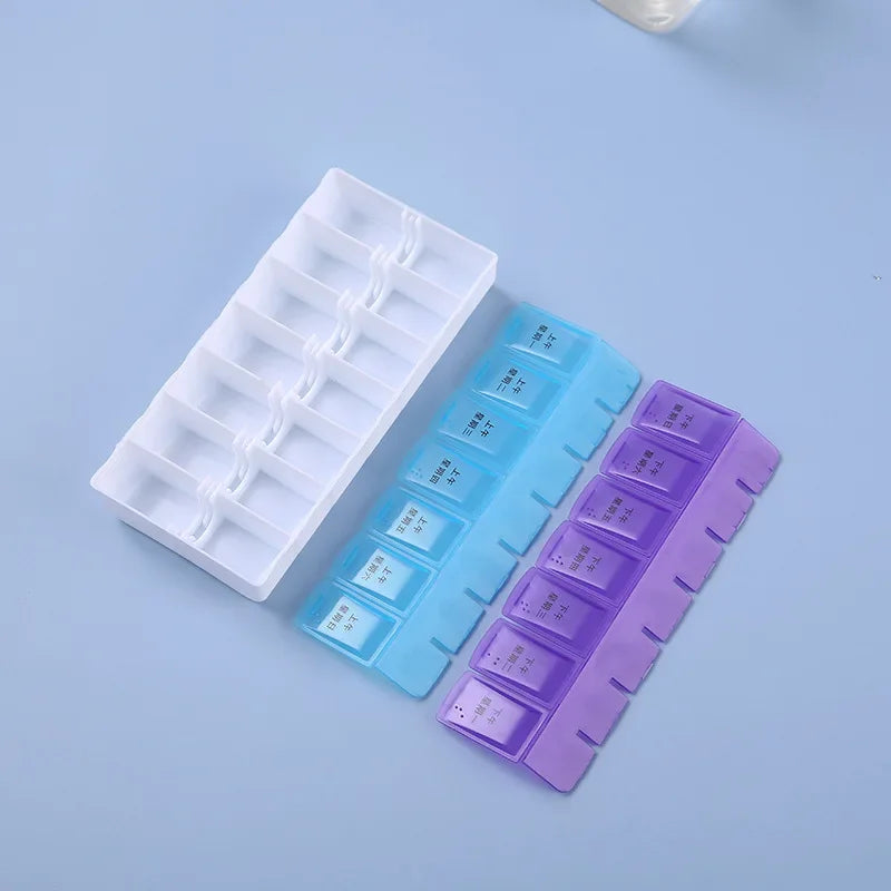 Weekly Portable Travel Pill Box 7 Days Organizer 14 Grids Cont