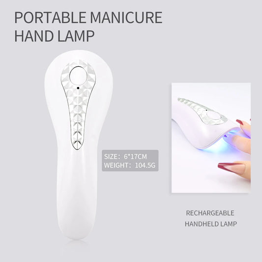 Lámpara UV para uñas, Máquina secadora portátil, recargable por USB, luz LED de secado rápido para manicura, herramientas de barniz de Gel