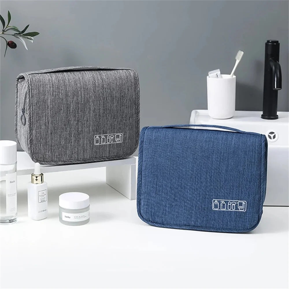 Neceser portátil con gancho colgante para hombre y mujer, bolsa de almacenamiento de cosméticos, impermeable, de gran capacidad, para viaje y maquillaje