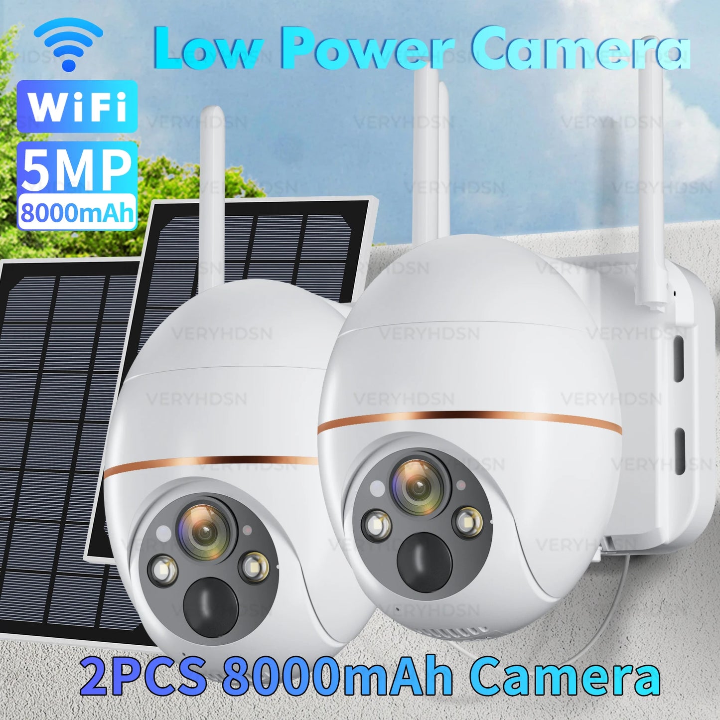 Cámara IP Solar de 5MP con WIFI, videocámara de vigilancia PTZ con batería de 8000mAh, inalámbrica, PIR, seguimiento de personas, CCTV para exteriores, HD, resistente al agua, Zoom 5X camara de vigilancia y ver por el