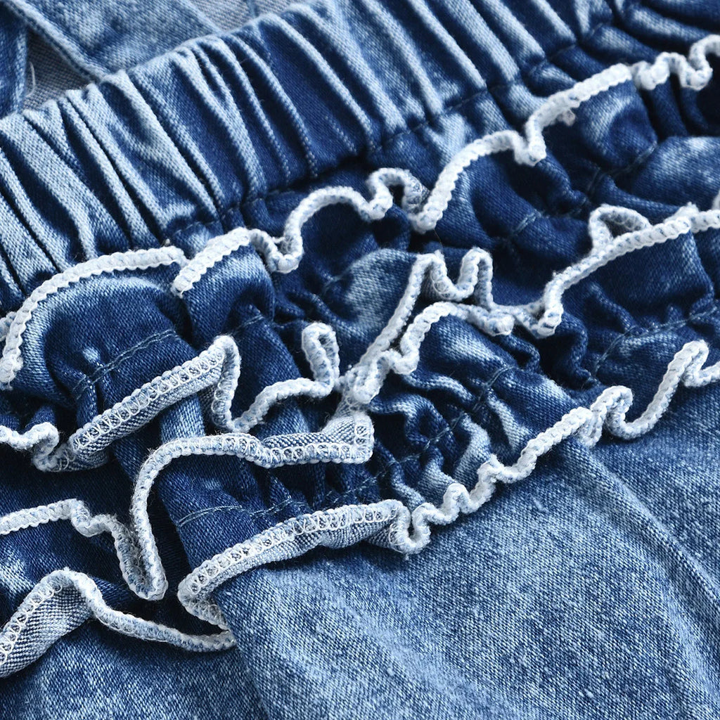 Pijamas triangulares de mezclilla sin mangas para niños y niñas, ropa de gateo