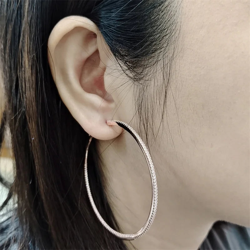 Senlissi Diamond Hoop Earrings for Women 925 Silver Earrings with din 