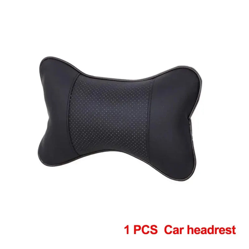 Almohadas universales de cuero Pu para el cuello del coche, reposacabezas para aliviar el dolor de cabeza, relleno de fibra, paquete de 1 piezas