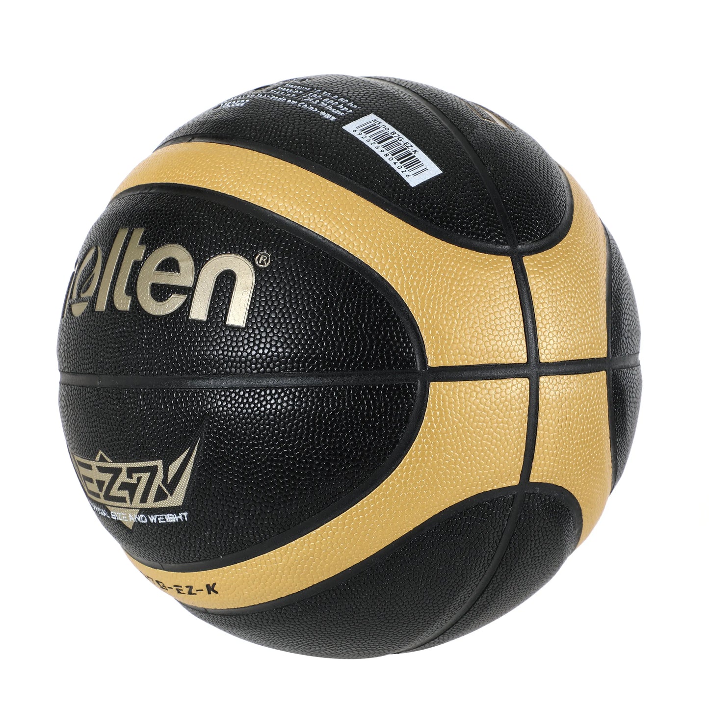 Molten-EZ-K de baloncesto para hombre y mujer, pelotas de PU de color negro y dorado para entrenamiento de partido al aire libre, talla 5, 6, 7