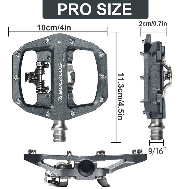 BUCKLOS PD-M680 Double Flat &amp; Lock MTB Bike Pedals 